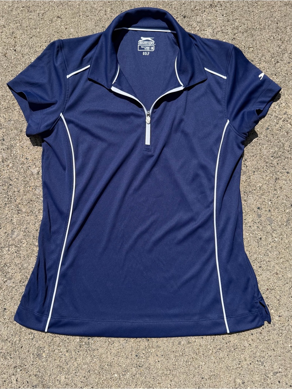 Slazenger Navy Quarter Zip Golf Polo Size M